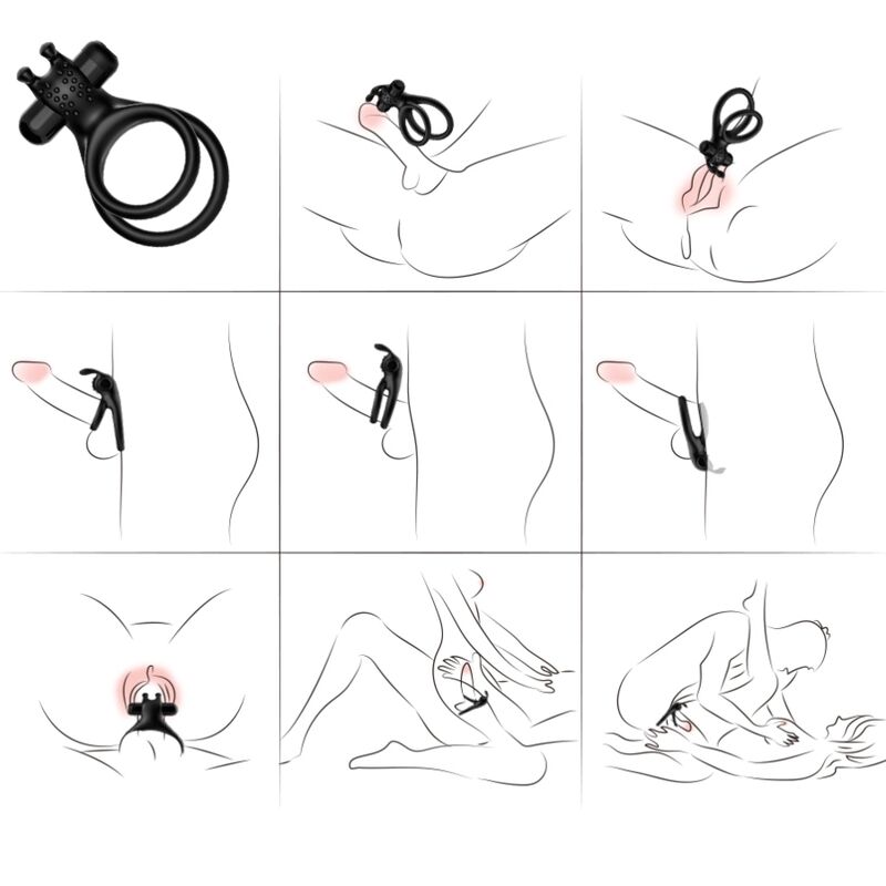 ARMONY - TRAVELER DOUBLE VIBRATING RING COUPLE RABBIT BLACK