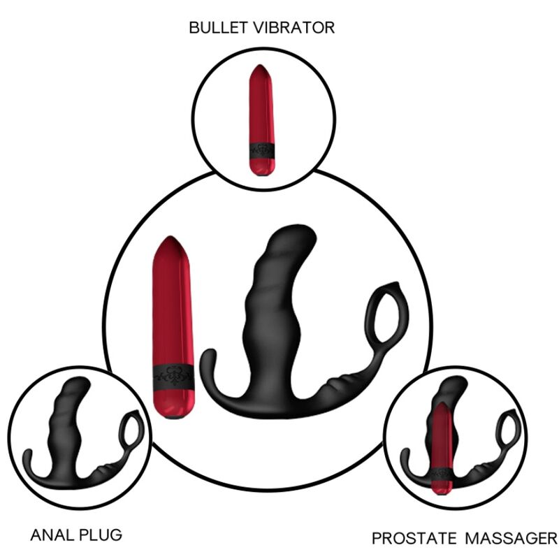 ARMONY - KNIGHT ANAL PROSTATE VIBRATOR & REMOTE CONTROL RING BLACK