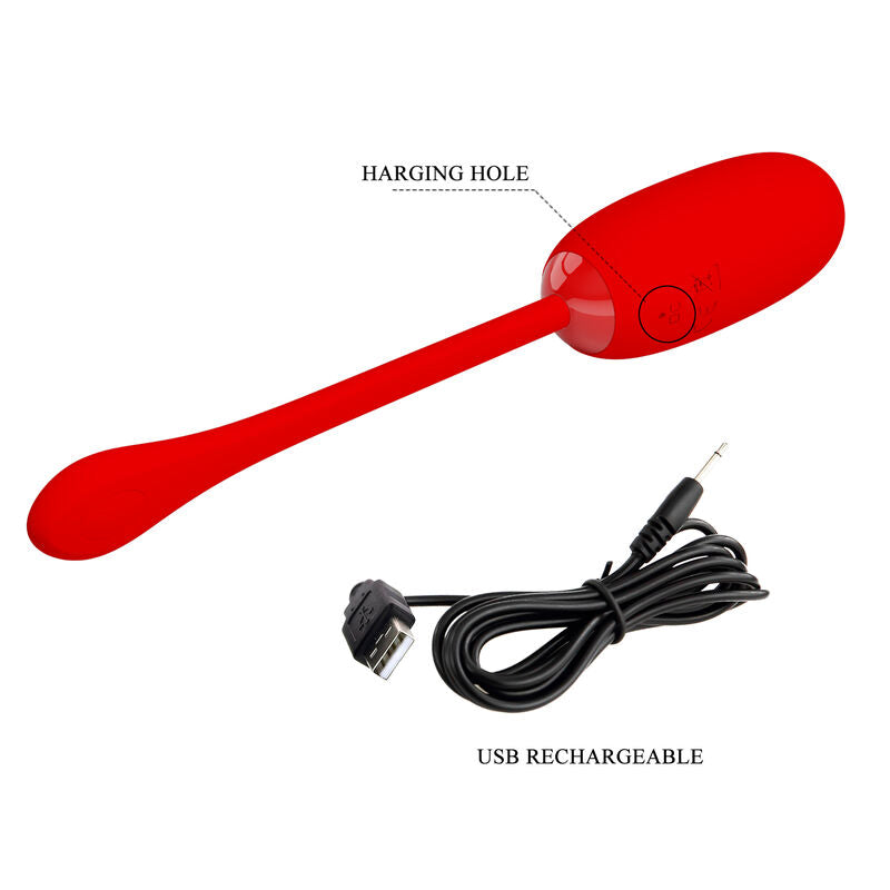 PRETTY LOVE - JULIUS WATERPROOF & RECHARGEABLE VIBRATING EGG RED
