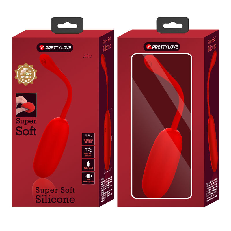 PRETTY LOVE - JULIUS WATERPROOF & RECHARGEABLE VIBRATING EGG RED