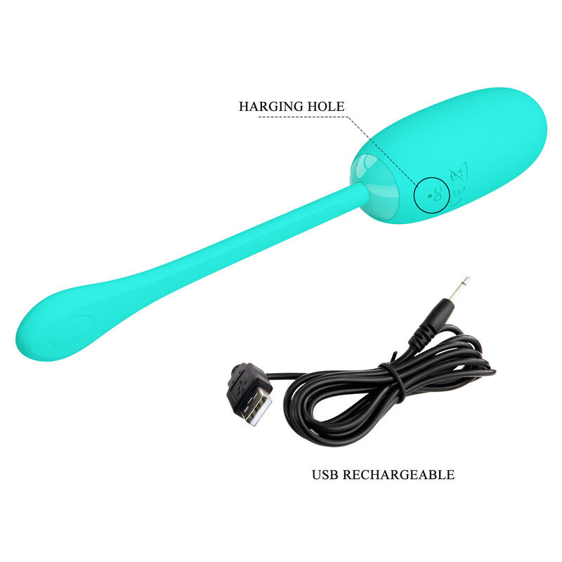 PRETTY LOVE - JULIUS WATERPROOF & RECHARGEABLE VIBRATING EGG AQUA GREEN