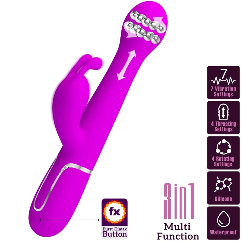PRETTY LOVE - DEJON 3 IN 1 MULTIFUNCTION VIOLET RABBIT VIBRATOR