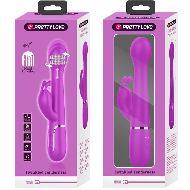 PRETTY LOVE - DEJON 3 IN 1 MULTIFUNCTION VIOLET RABBIT VIBRATOR