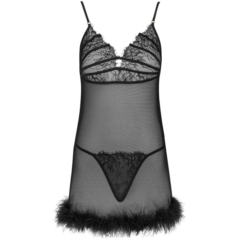 LIVCO CORSETTI FASHION - ZERUNAM SET BABYDOLL + THONG BLACK S/M