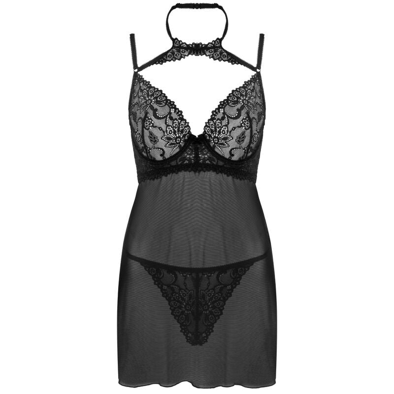 LIVCO CORSETTI FASHION - BINELLA SET BABYDOLL + THONG BLACK S/M