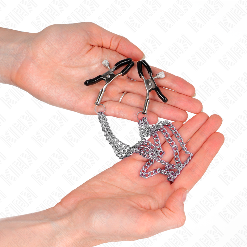 KINK - NIPPLE CLAMPS WITH TRIPLE CHAIN SILVER 20/23/28 CM
