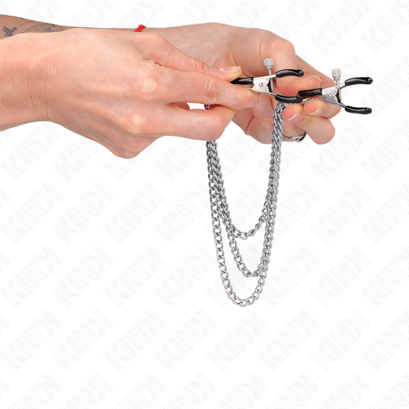 KINK - NIPPLE CLAMPS WITH TRIPLE CHAIN SILVER 20/23/28 CM