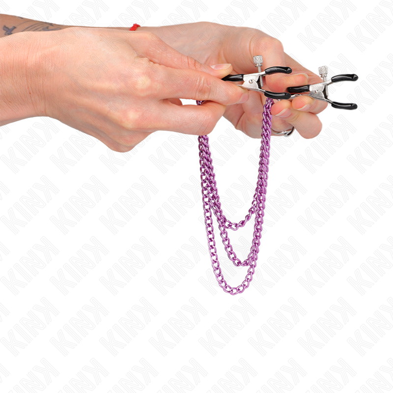 KINK - PURPLE TRIPLE CHAIN NIPPLE CLAMPS 20/23/28 CM