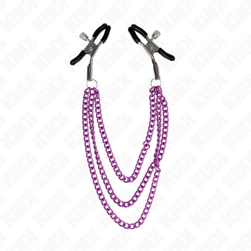 KINK - PURPLE TRIPLE CHAIN NIPPLE CLAMPS 20/23/28 CM