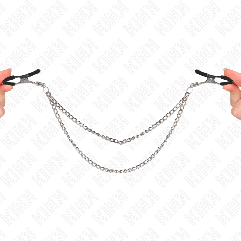 KINK - NIPPLE CLAMPS WITH DOUBLE THICK CHAIN SILVER 20/23 CM