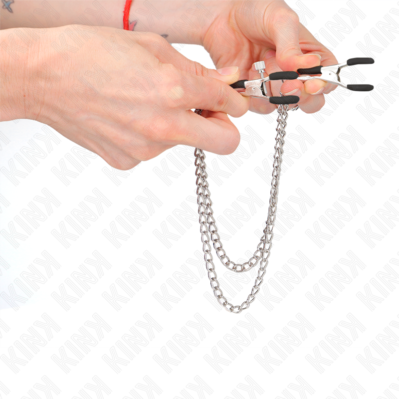 KINK - NIPPLE CLAMPS WITH DOUBLE THICK CHAIN SILVER 20/23 CM