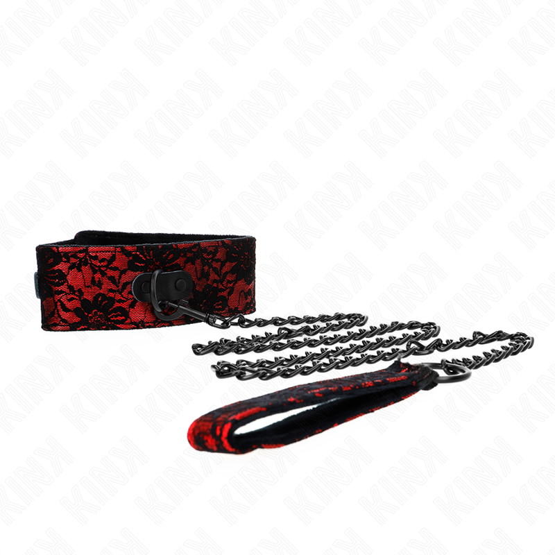 KINK - 105 CM LACE BELT COLLAR WITH REAL LEATHER BELT 44 X 5.5 CM