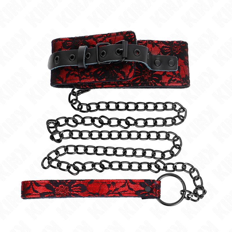 KINK - 105 CM LACE BELT COLLAR WITH REAL LEATHER BELT 44 X 5.5 CM