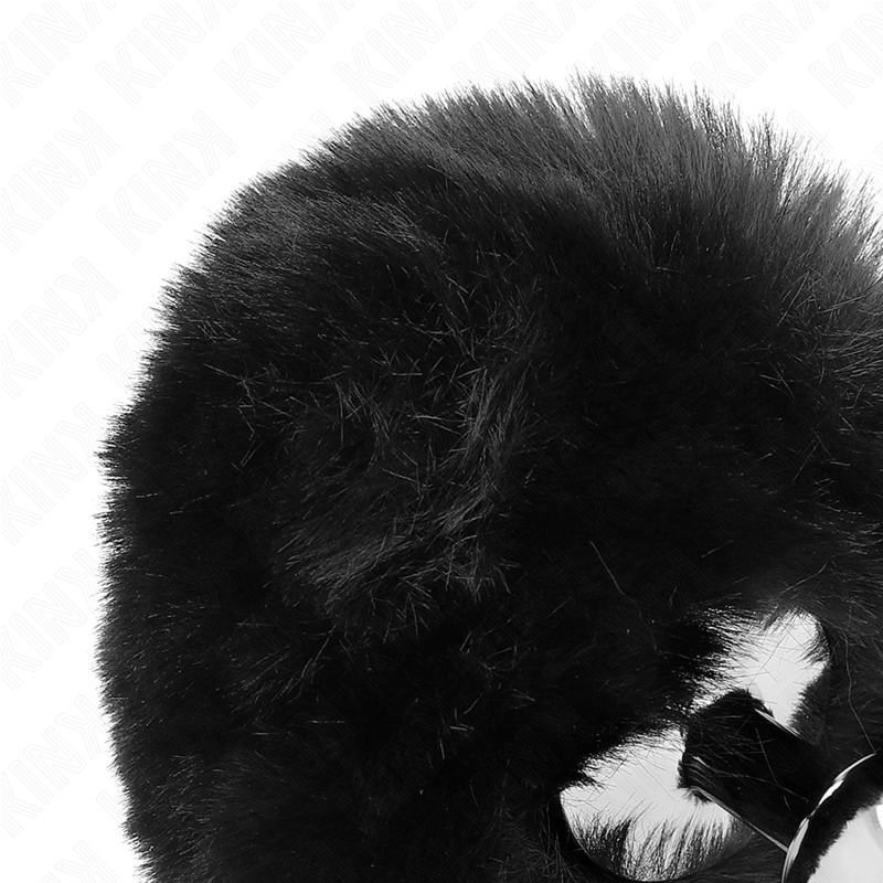 KINK - 7 x 3 CM STAINLESS STEEL PLUG WITH RABBIT TAIL FAUX FUR 8 CM BLACK
