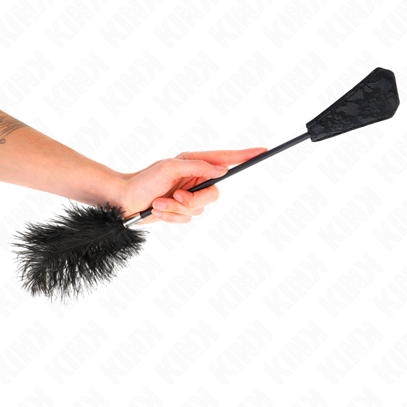 KINK - OSTRICH FEATHERS TICKLE PADDLE WITH LACE 56 CM