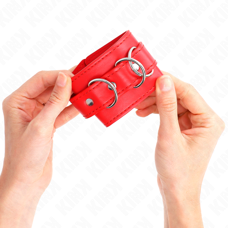 KINK - 3 D-RING ADJUSTABLE WRISTBANDS RED 17.5-25 CM X 6 CM
