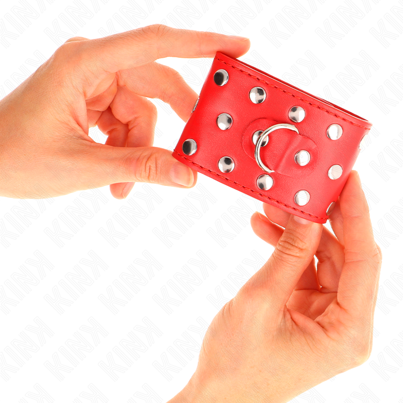 KINK - ADJUSTABLE STUDDED SNAP CLOSURE WRISTBANDS RED 19-24 CM X 5.5 CM