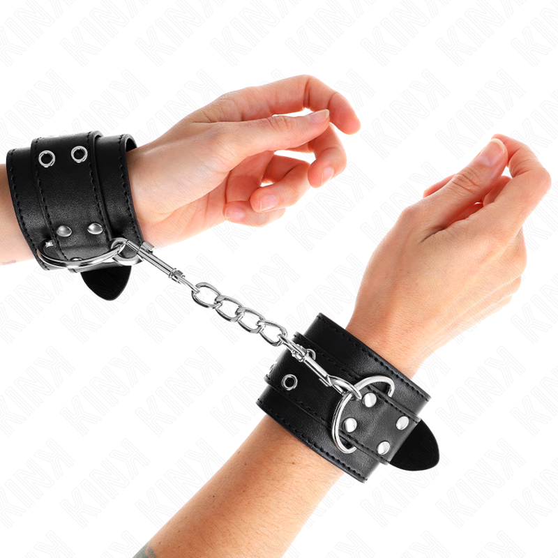 KINK - BLACK DOUBLE STUD LINE WRISTBANDS ADJUSTABLE 19-26 CM