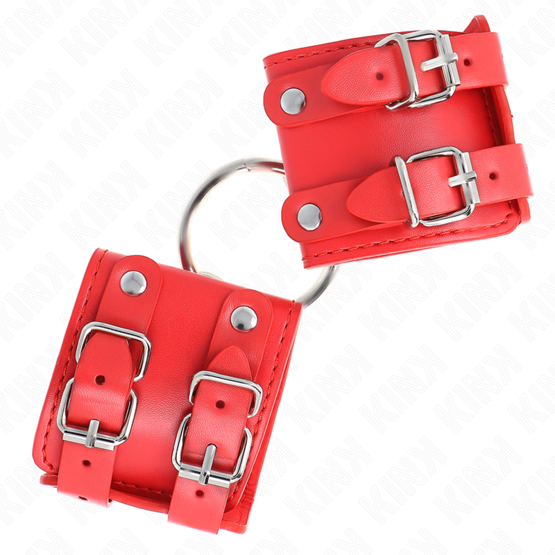 KINK - FIXED WRISTBANDS WITH RING AND STUDS RED ADJUSTABLE 17-22 CM X 6.5 CM