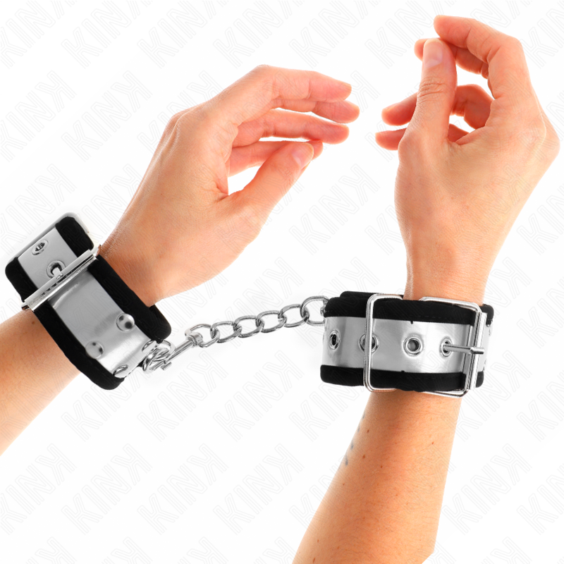 KINK - THIN BLACK/SILVER WRISTBANDS 30 X 4 CM