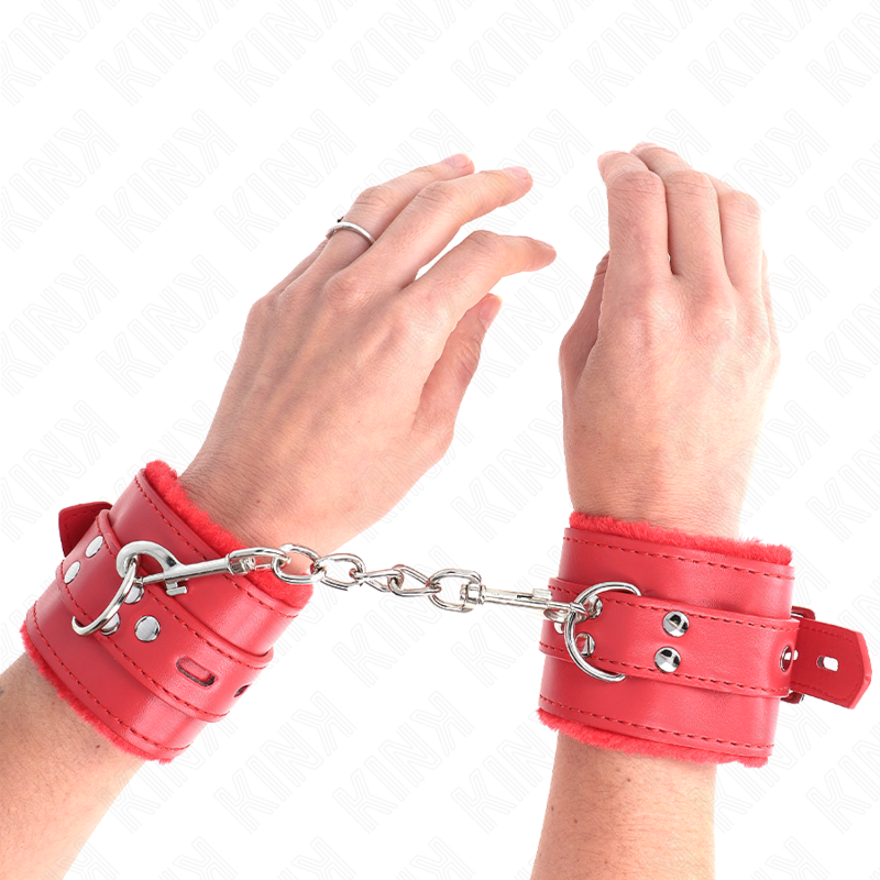 KINK - WRISTBANDS LINED WITH RED SQUARE HOLES AND ADJUSTABLE RED STRAP 17-29 CM X 6 CM