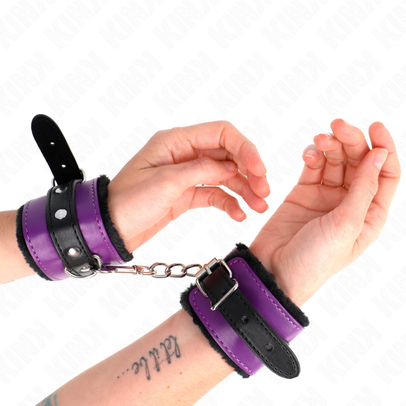KINK - PREMIUM BLACK LINED WRISTBANDS WITH ADJUSTABLE PURPLE/BLACK STRAP 17-29 CM X 6 CM