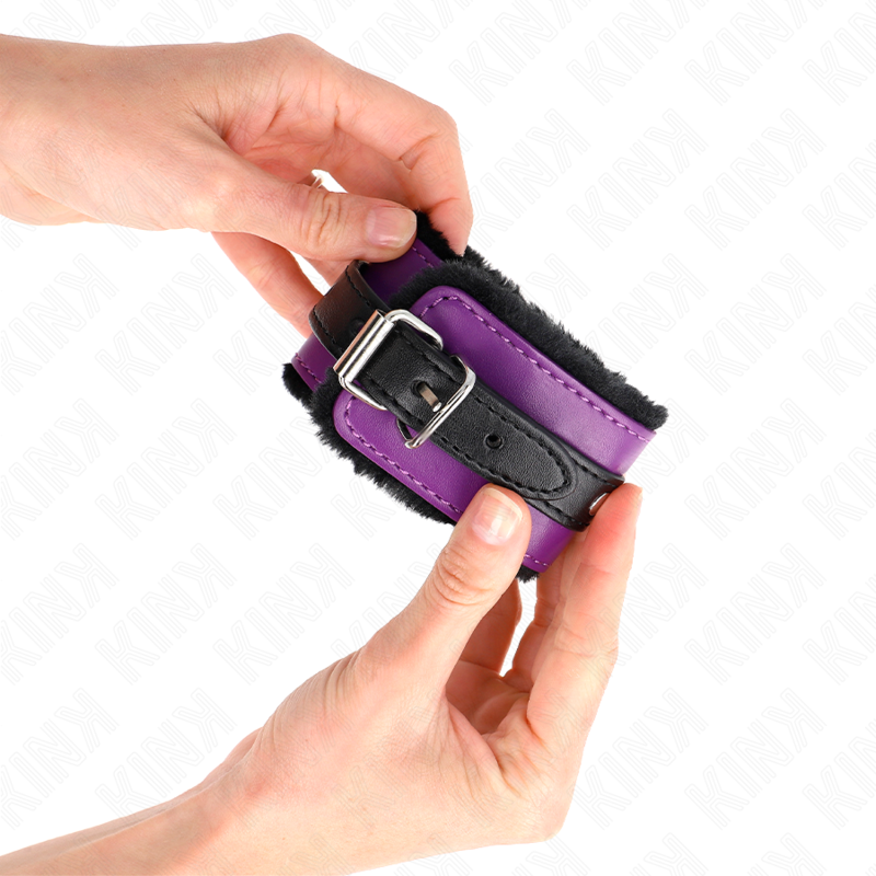KINK - PREMIUM BLACK LINED WRISTBANDS WITH ADJUSTABLE PURPLE/BLACK STRAP 17-29 CM X 6 CM