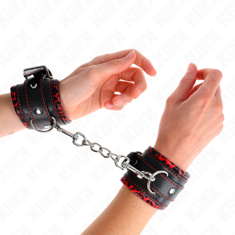 KINK - RED/BLACK LINED WRISTBANDS ADJUSTABLE 17-29 CM X 6 CM