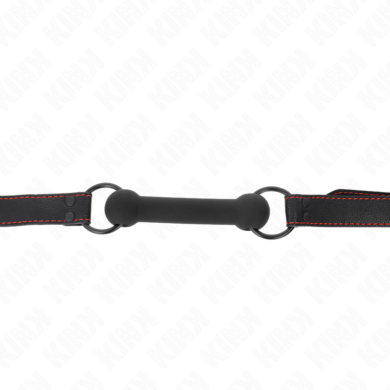 KINK - BONE SHAPED GAG WITH ADJUSTABLE BLACK LEATHERETTE STRAP 41-57 CM