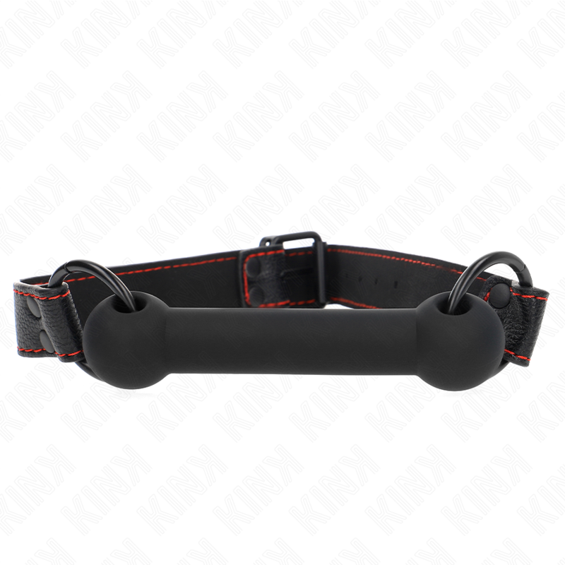 KINK - BONE SHAPED GAG WITH ADJUSTABLE BLACK LEATHERETTE STRAP 41-57 CM