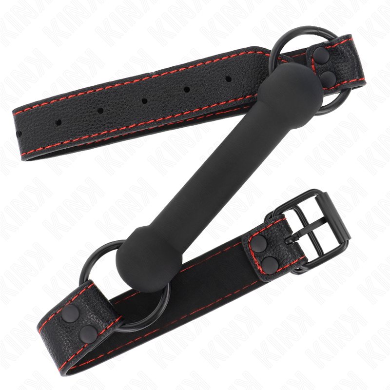 KINK - BONE SHAPED GAG WITH ADJUSTABLE BLACK LEATHERETTE STRAP 41-57 CM