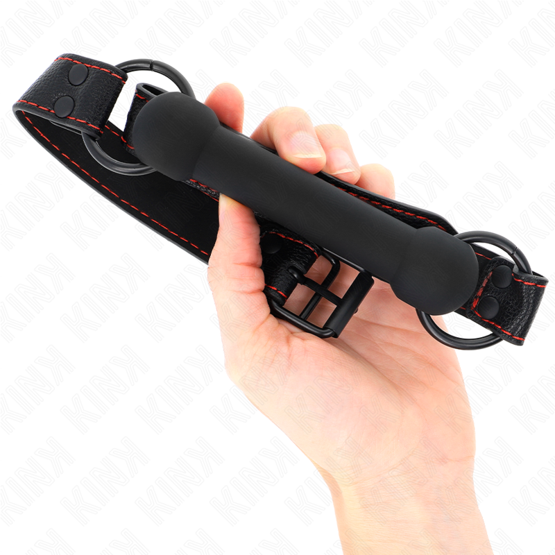 KINK - BONE SHAPED GAG WITH ADJUSTABLE BLACK LEATHERETTE STRAP 41-57 CM