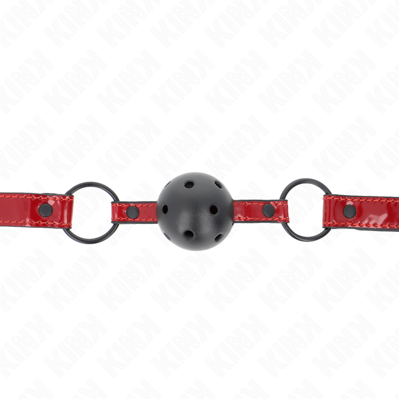 KINK - 4.5 CM BALL GAG IN SHINY LEATHERETTE 63.5 X 2 CM ADJUSTABLE 41 X 59 CM