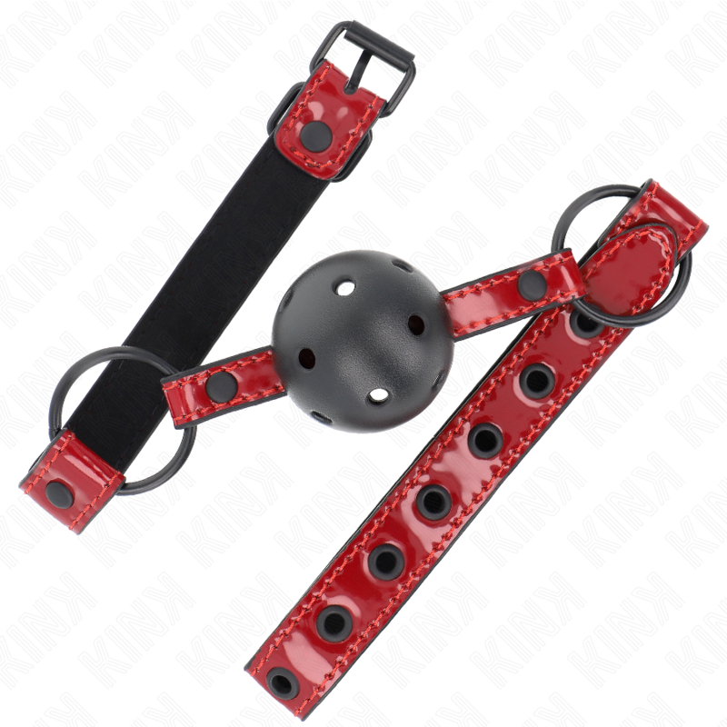 KINK - 4.5 CM BALL GAG IN SHINY LEATHERETTE 63.5 X 2 CM ADJUSTABLE 41 X 59 CM