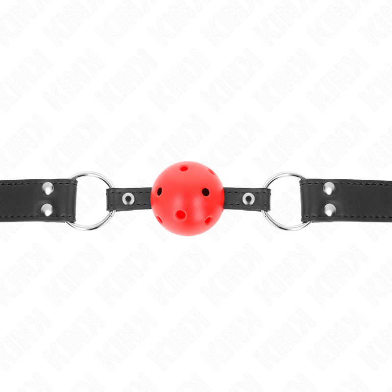 KINK - 4CM BREATHABLE BALL GAG WITH DOUBLE LEATHER RIVET 62 x 2.5 CM ADJUSTABLE 42-58 CM