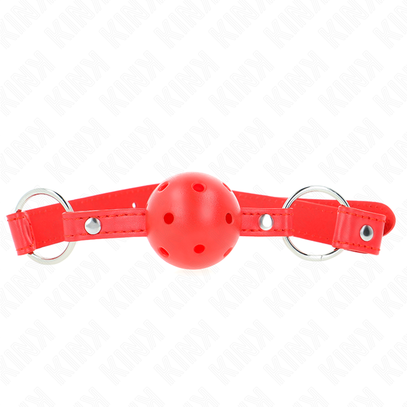 KINK - 4 CM BREATHABLE BALL GAG WITH DOUBLE RIVET MODEL 1 RED 62 x 2.5 CM ADJUSTABLE 42-58 CM