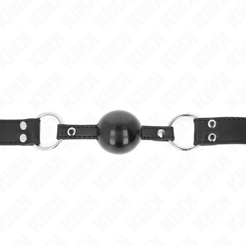 KINK - 4CM SOFT AND SOLID BALL GAG WITH 62 x 2.5 CM ADJUSTABLE LEATHERETTE STRAP 42-58 CM