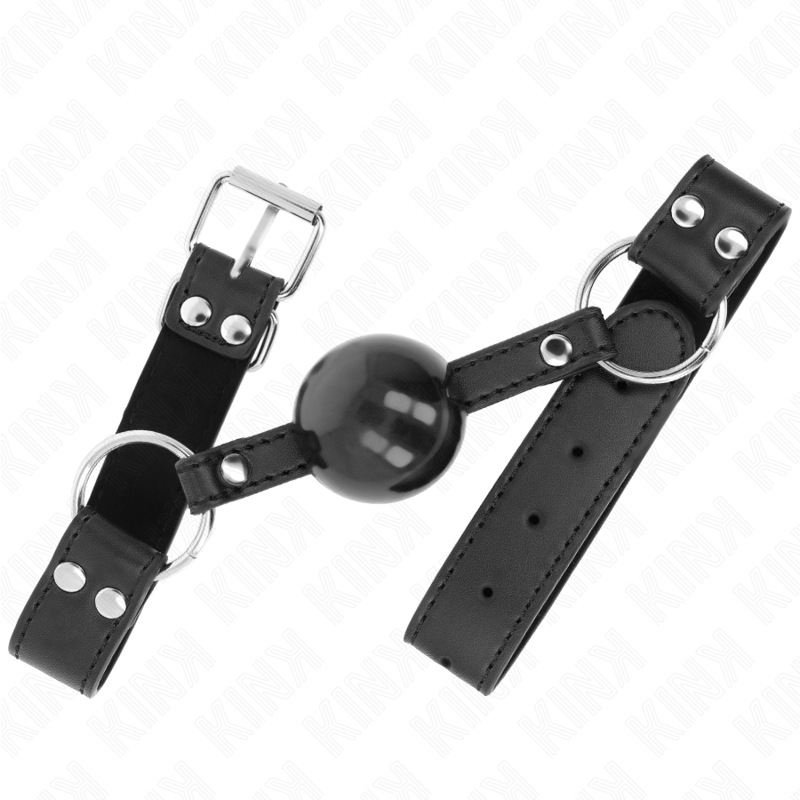 KINK - 4CM SOFT AND SOLID BALL GAG WITH 62 x 2.5 CM ADJUSTABLE LEATHERETTE STRAP 42-58 CM