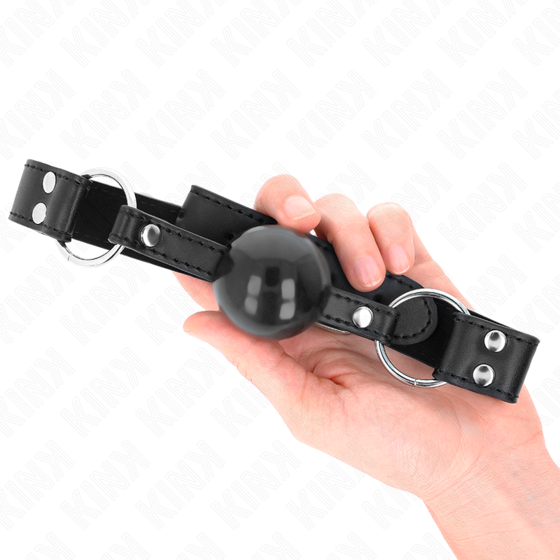 KINK - 4CM SOFT AND SOLID BALL GAG WITH 62 x 2.5 CM ADJUSTABLE LEATHERETTE STRAP 42-58 CM