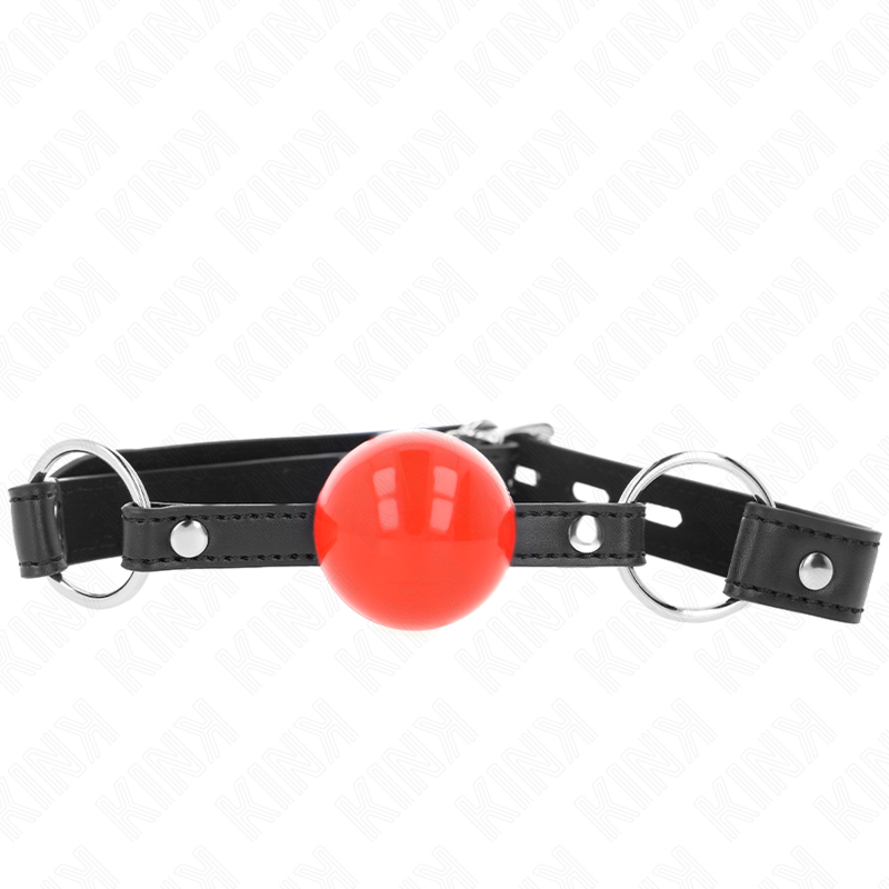 KINK - 4 CM BALL GAG WITH RED BALL PADLOCK BLACK STRAP 60 x 2 CM