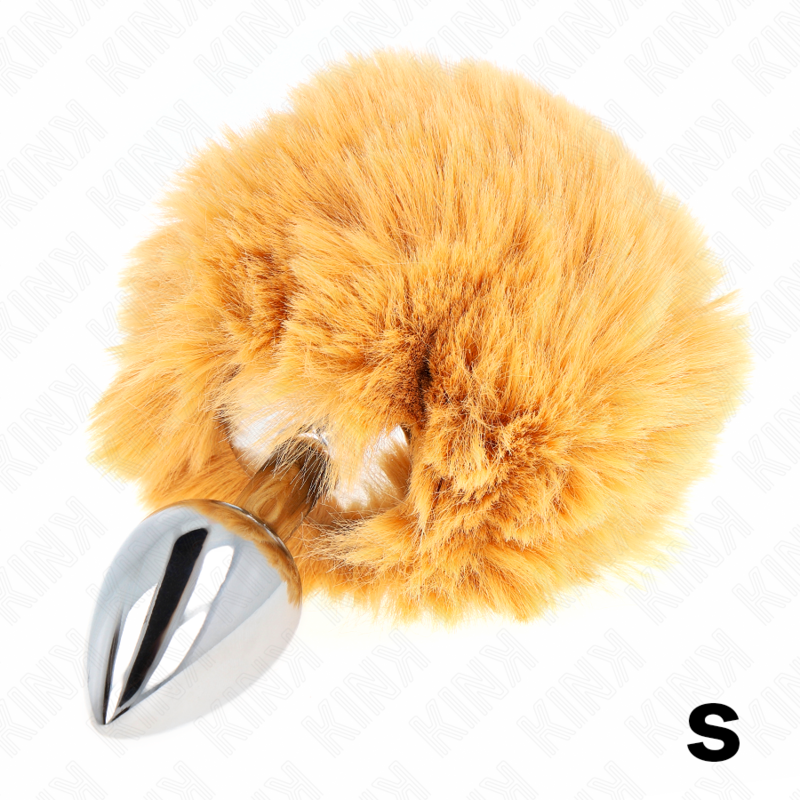 KINK - 7 x 3 CM STAINLESS STEEL PLUG WITH RABBIT TAIL FAUX FUR 8 CM BEIGE