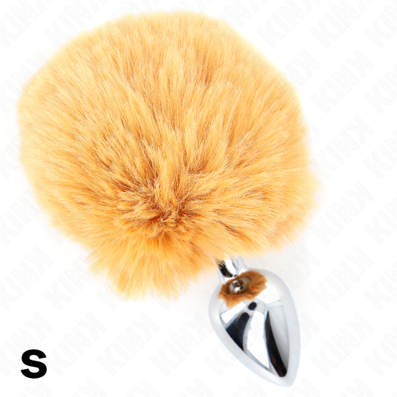 KINK - 7 x 3 CM STAINLESS STEEL PLUG WITH RABBIT TAIL FAUX FUR 8 CM BEIGE