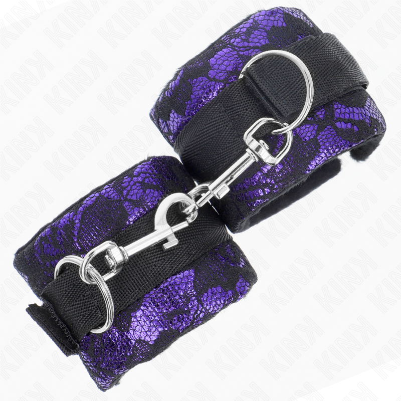 KINK - SHORT VELVET LACE WRISTBAND WITH PURPLE/BLACK NYLON BONDING 23 X 6.5 CM