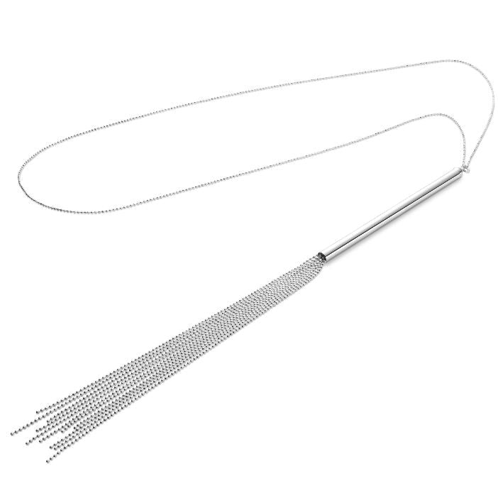 BIJOUX - MAGNIFICENT SILVER PLATED METAL CHAIN NECKLACE / WHIP