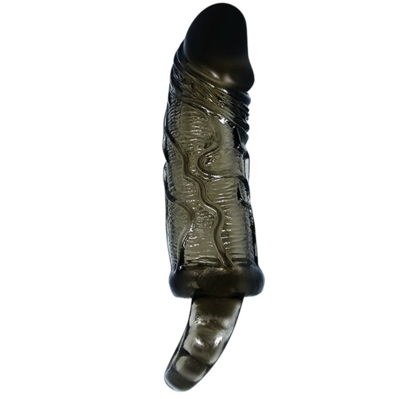 BAILE - PENIS EXTENSION SHEATH WITH STRAP FOR TESTICLES BLACK 13.5 CM