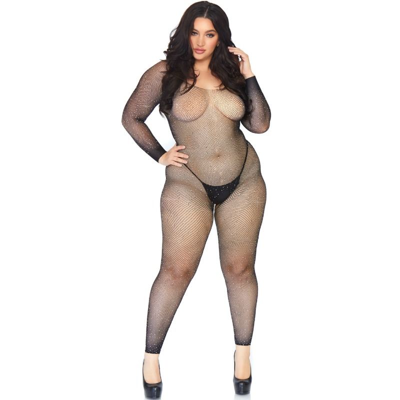 LEG AVENUE - BODYSTOCKING IN NETWORK WITH BRIGHT 1X-2X
