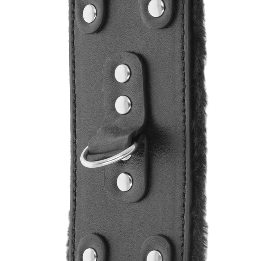 DARKNESS - ADJUSTABLE LEATHER HANDCUFFS WITH BLACK LINING