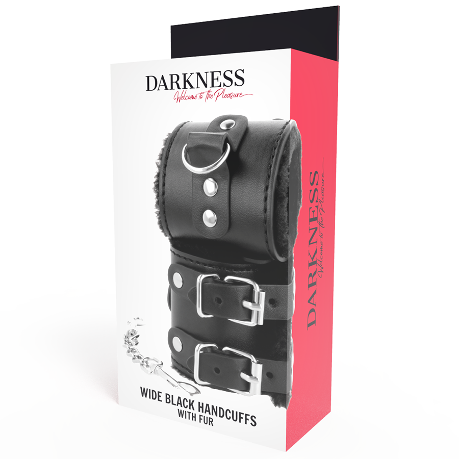 DARKNESS - ADJUSTABLE LEATHER HANDCUFFS WITH BLACK LINING