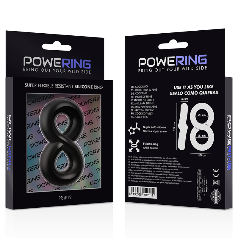 POWERING - SUPER FLEXIBLE AND RESISTANT PENIS AND TESTICLES RING PR12 BLACK