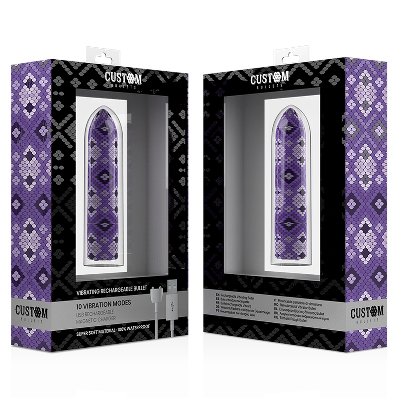 CUSTOM BULLETS - LILAC SNAKE RECHARGEABLE BULLET 10 INTENSITIES